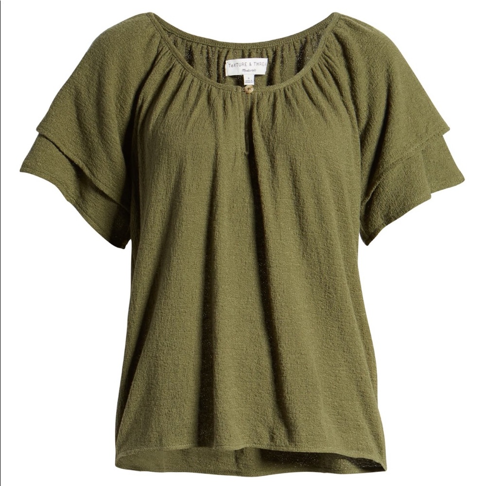 NWT! Madewell Texture & Thread Tiered Sleeve Top